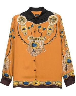 Etro Jewellery-Print Silk Shirt - Orange