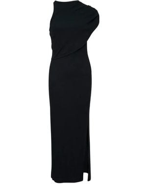 Courreges 90's Ribbed Twist-Detail Maxi Dress - Black