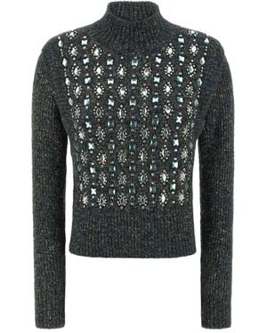 Pinko Mirror Image Embellished Turtleneck Sweater - Black