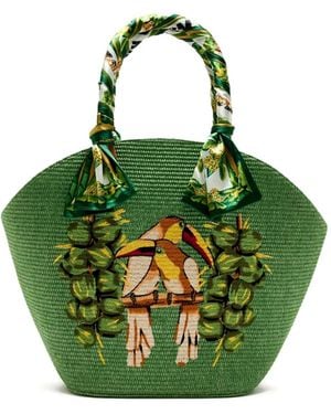 FARM Rio Coconut Toucan Raffia Tote Bag - Green