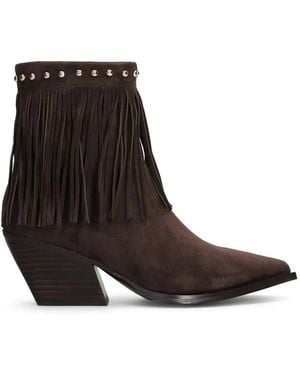 Marc Ellis Fringed Studded Ankle Boots - Brown