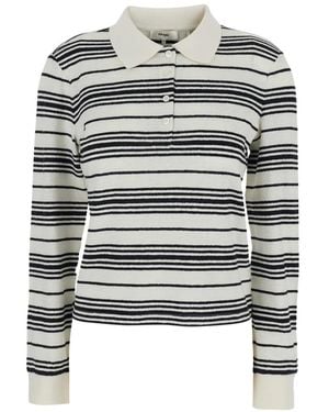 FRAME Striped Collared Polo - White