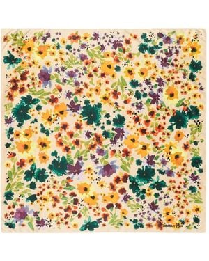 Bimba Y Lola Sand Watercolour Floral Scarf - Yellow