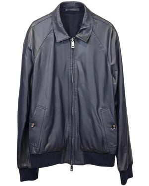 KIRED Leather Bomber Jacket - Blue