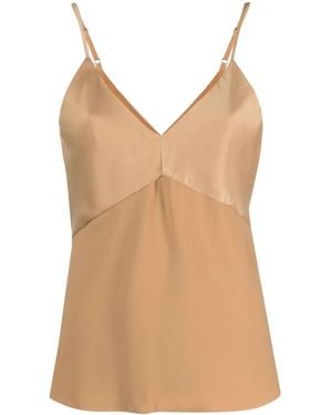 DKNY Mix Media V-Neck Tank Top - Natural
