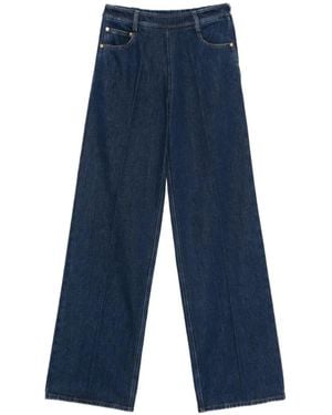 forte_forte Pressed-Crease Wide-Leg Jeans - Blue