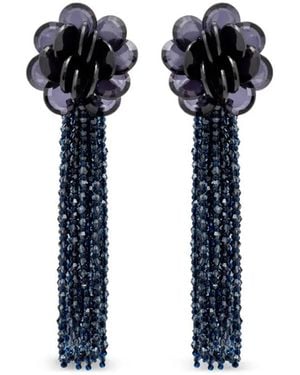 Oscar de la Renta Flower Tassel Earrings - Black