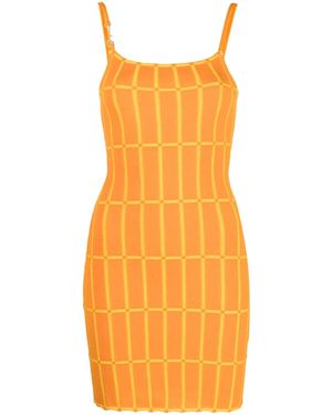 Jacquemus Fitted Dress With Vertical Pattern - Orange