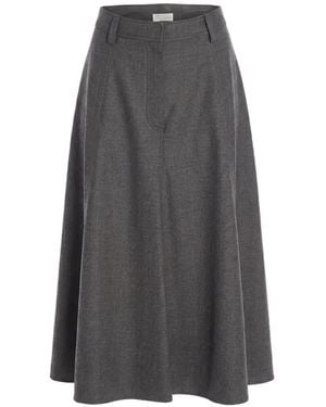 Brunello Cucinelli A-Line Paneled Midi Skirt - Gray