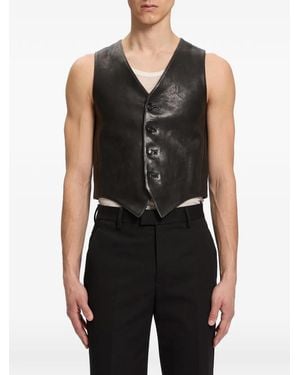 Ann Demeulemeester Alrik Leather Waistcoat - Black