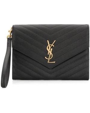 Saint Laurent Ysl New Pouch Monogram Clutch Bag - Black