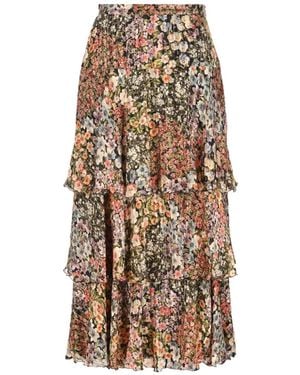 Valentino Garavani Ruffled Floral-Print Skirt - Natural