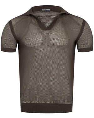 Tom Ford Mesh-Knit Buttonless Shirt - Grey