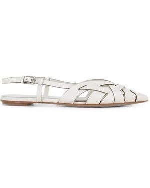 Roberto Del Carlo Lisi Woven Slingback Flat Court Shoes - White