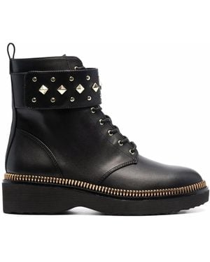 MICHAEL Michael Kors Haskell Spike-Strap Leather Boots - Black