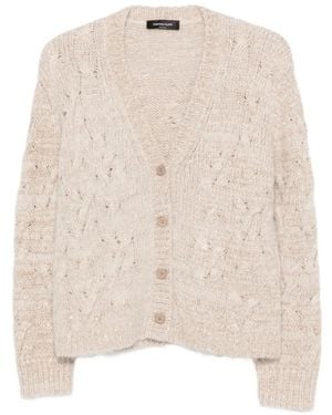 Fabiana Filippi Cable-Knit Sequin-Embellished Cardigan - Natural