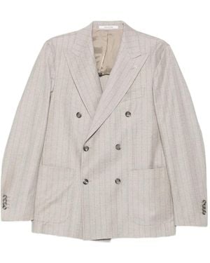 Tagliatore Pinstripe Double-Breasted Suit - White
