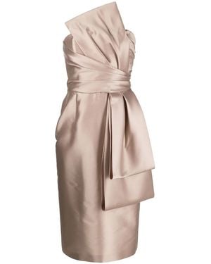 Alberta Ferretti ストラップレス ドレープドレス - ナチュラル