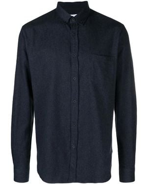 Sunspel Flannel Cotton Shirt - Blue