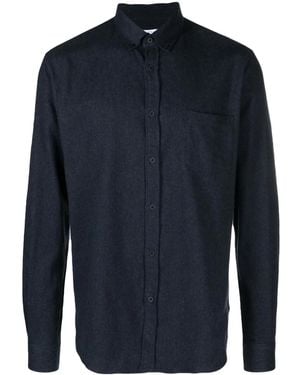 Sunspel Flannel Cotton Shirt - Blue
