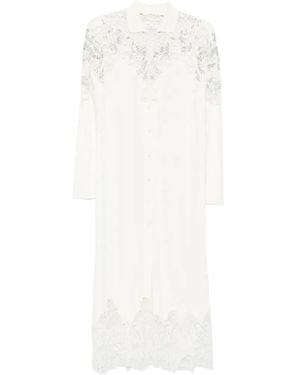 Ermanno Scervino Robe Mi-Longue À Détails En Dentelle - White