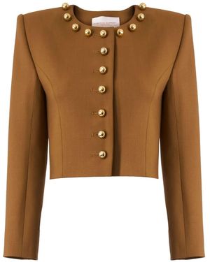 Carolina Herrera Button-Collar Jacket - Brown