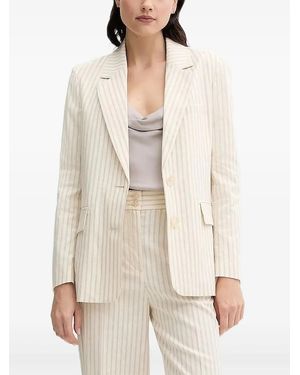 Sisley Pinstripe Button Blazer - White