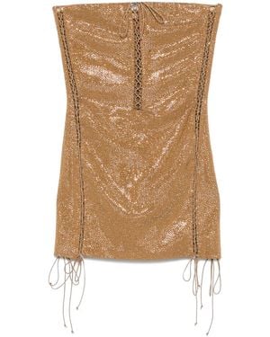 GIUSEPPE DI MORABITO Crystal-Embellishment Criss-Cross Mini Dress - Natural