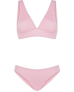 Sorbet Island Wrinkled Bikini Set - Pink