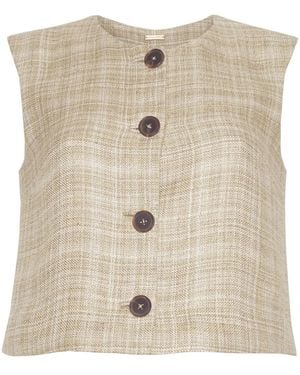 Adam Lippes Remo Plaid-Check Vest - Natural