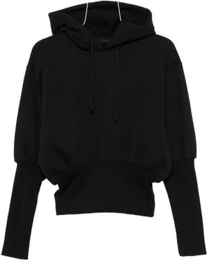 ALAINPAUL Fitted-Waist Puff-Sleeve Hoodie - Black