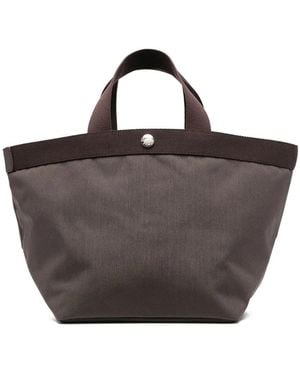 Herve Chapelier Medium Button-Fastening Tote Bag - Brown