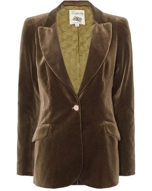 Temperley London Velvet Single-Button Jacket - Green