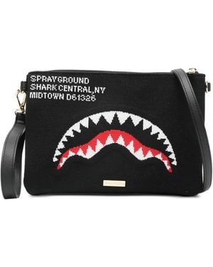 Sprayground Shark-Graphic Clutch Bag - Black