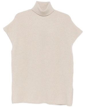 Max Mara Ärmelloser Gerippter Mstcobalto Pullover - Weiß