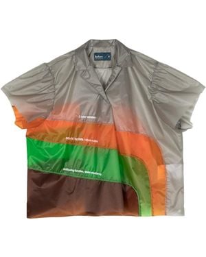 Kolor Notched-Collar Panelled Top - Grey