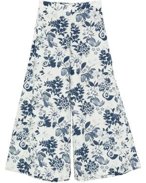 VERANDAH Pantaloni A Fiori - Blu