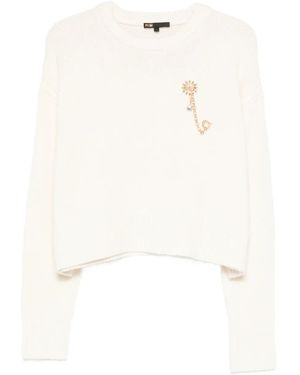 Maje Jersey Con Apliques - Blanco