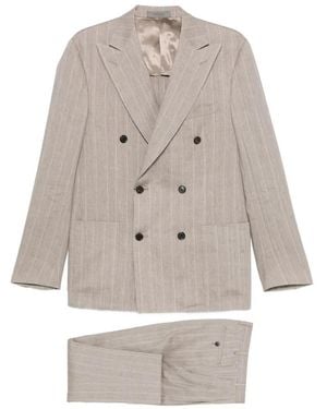 Corneliani Pinstripe Double-Breasted Suit - White