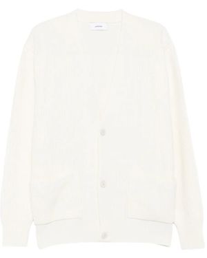 Lardini Ribbed Buttoned-Front Cardigan - White