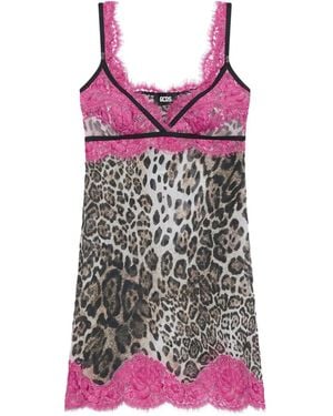 Gcds Lace Animal-Print Dress - Purple