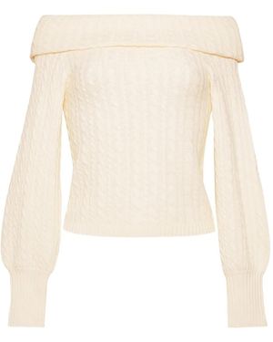 Cara Cara Off-Shoulder Cable-Knit Top - White