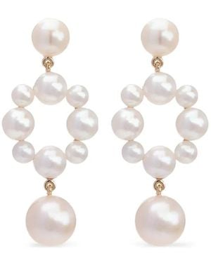 Sophie Bille Brahe Grande Nebula パール ピアス 14kイエローゴールド - ホワイト