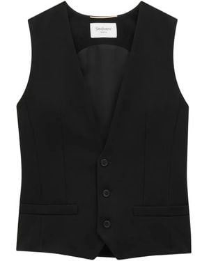 Saint Laurent ボタン ベスト - ブラック