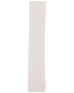 N.Peal Cashmere Ribbed Cashmere Scarf - White
