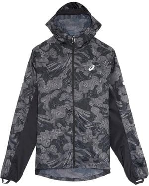 Asics Fujitrail Graphic-Print Jacket - Grey