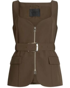 Liu Jo Sweetheart-Neckline Belted Waistcoat - Green