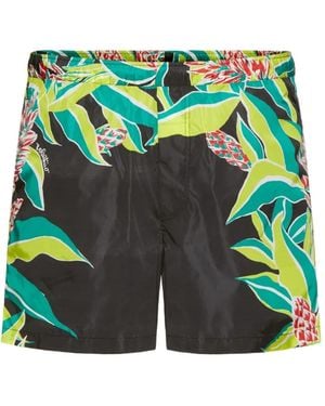 Valentino Garavani Volcano-Print Swim Shorts - Green