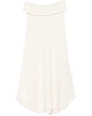 AYA MUSE Kena Asymmetric Knitted Maxi Skirt - White