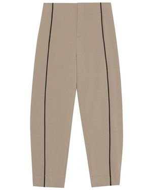 Ganni Piped-Detail Pants - Natural